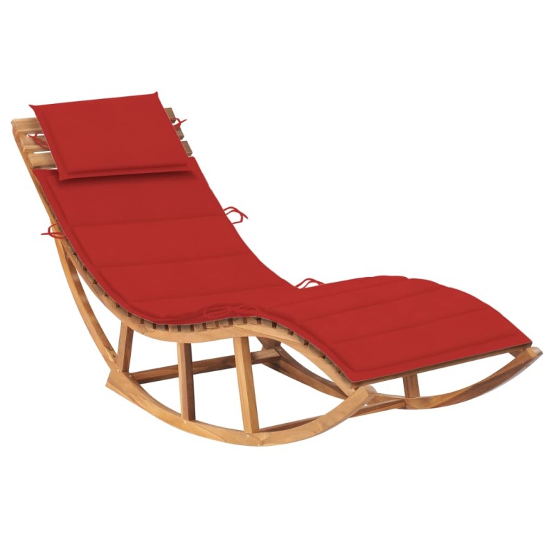 vidaXL Tumbona mecedora con cojín madera maciza de teca vidaXL Tumbona mecedora con cojín madera maciza de teca
