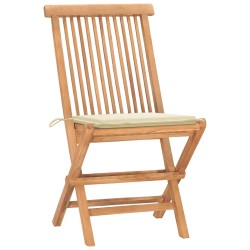 vidaXL Set comedor de jardín plegable 3 piezas madera de teca cojines