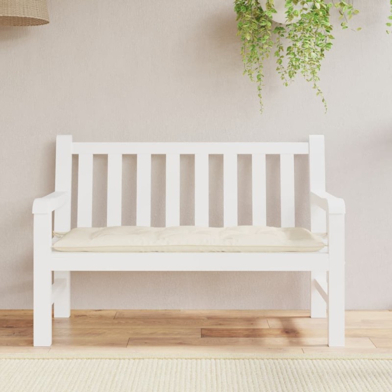 vidaXL Cojín de banco de jardín tela Oxford blanco crema 120x50x7 cm vidaXL Cojín de banco de jardín tela Oxford blanco crema 120x50x7 cm