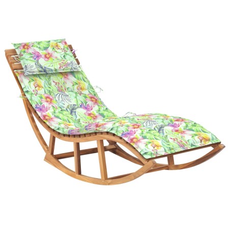 vidaXL Tumbona mecedora con cojín madera maciza de teca