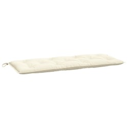 vidaXL Cojín de banco de jardín tela Oxford blanco crema 120x50x7 cm