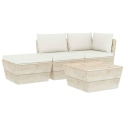 vidaXL Muebles de jardín de palets 4 pzas y cojines madera de abeto 