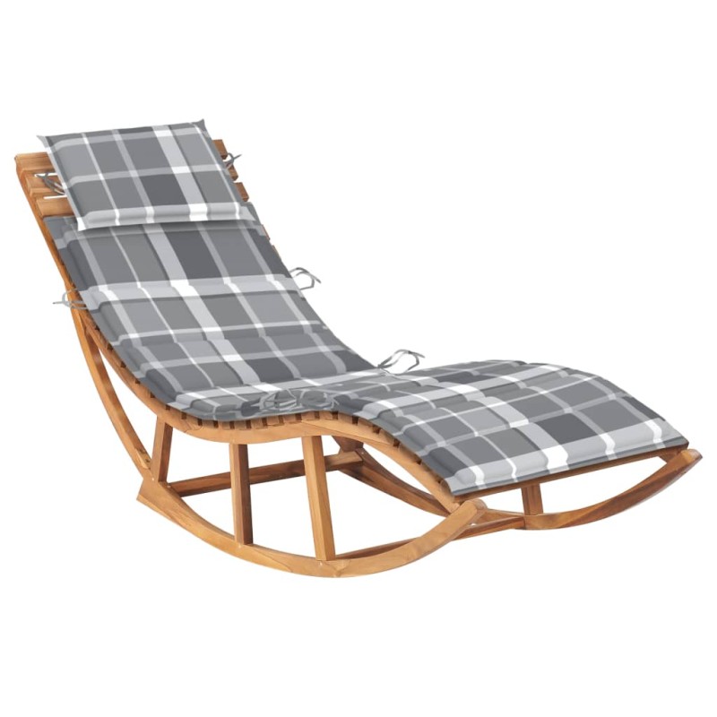 vidaXL Tumbona mecedora con cojín madera maciza de teca vidaXL Tumbona mecedora con cojín madera maciza de teca