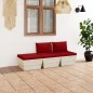 vidaXL Muebles de jardín de palets 3 pzas y cojines madera de abeto vidaXL Muebles de jardín de palets 3 pzas y cojines madera de abeto