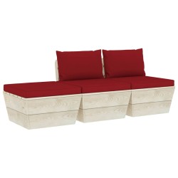 vidaXL Muebles de jardín de palets 3 pzas y cojines madera de abeto 