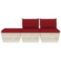 vidaXL Muebles de jardín de palets 3 pzas y cojines madera de abeto vidaXL Muebles de jardín de palets 3 pzas y cojines madera de abeto