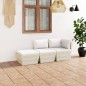 vidaXL Muebles de jardín de palets 3 pzas y cojines madera de abeto 