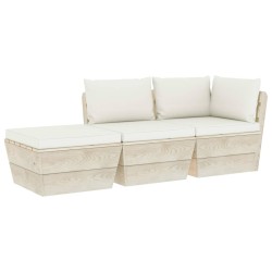 vidaXL Muebles de jardín de palets 3 pzas y cojines madera de abeto 