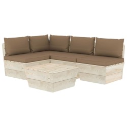 vidaXL Muebles de jardín de palets 5 piezas y cojines madera de abeto 