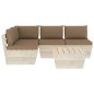 vidaXL Muebles de jardín de palets 5 piezas y cojines madera de abeto 