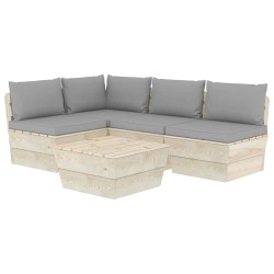 vidaXL Muebles de jardín de palets 5 piezas y cojines madera de abeto 