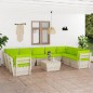 vidaXL Muebles de jardín de palés 10 piezas y cojines madera de abeto