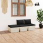 vidaXL Muebles de jardín de palets 3 pzas y cojines madera de abeto 