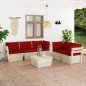 vidaXL Muebles de jardín de palés 6 piezas y cojines madera de abeto 