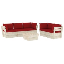 vidaXL Muebles de jardín de palés 6 piezas y cojines madera de abeto 