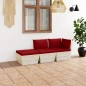 vidaXL Muebles de jardín de palets 3 pzas y cojines madera de abeto 