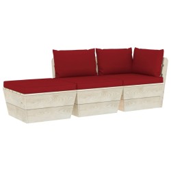 vidaXL Muebles de jardín de palets 3 pzas y cojines madera de abeto 