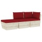 vidaXL Muebles de jardín de palets 3 pzas y cojines madera de abeto 