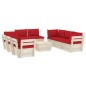 vidaXL Muebles de jardín de palets 9 piezas y cojines madera de abeto vidaXL Muebles de jardín de palets 9 piezas y cojines madera de abeto