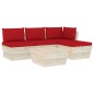 vidaXL Muebles de jardín de palets 5 piezas y cojines madera de abeto 
