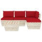 vidaXL Muebles de jardín de palets 5 piezas y cojines madera de abeto 