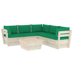 vidaXL Muebles de jardín de palets 6 piezas y cojines madera de abeto 
