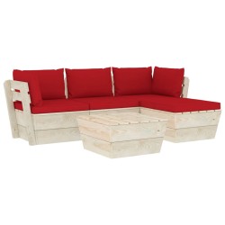 vidaXL Muebles de jardín de palets 5 pzas y cojines madera de abeto 