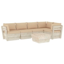 vidaXL Muebles de jardín de palets 6 piezas y cojines madera de abeto 