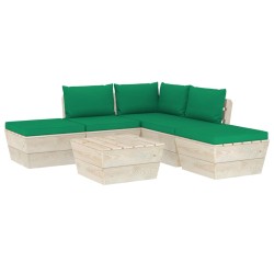 vidaXL Muebles de jardín de palets 6 piezas y cojines madera de abeto 