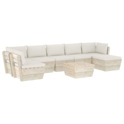 vidaXL Muebles de jardín de palets 8 piezas y cojines madera de abeto 