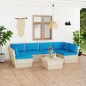 vidaXL Muebles de jardín de palets 7 piezas y cojines madera de abeto 
