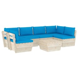 vidaXL Muebles de jardín de palets 7 piezas y cojines madera de abeto 