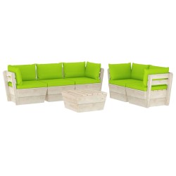 vidaXL Muebles de jardín de palés 6 piezas y cojines madera de abeto 