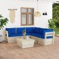vidaXL Muebles de jardín de palets 6 piezas y cojines madera de abeto 