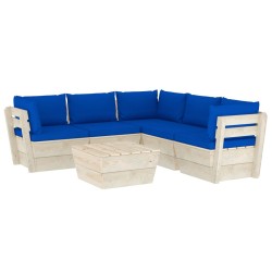 vidaXL Muebles de jardín de palets 6 piezas y cojines madera de abeto 