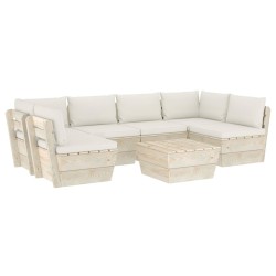 vidaXL Muebles de jardín de palets 7 piezas y cojines madera de abeto 