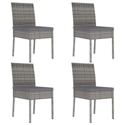 vidaXL Sillas de comedor de jardín 4 unidades ratán sintético gris
