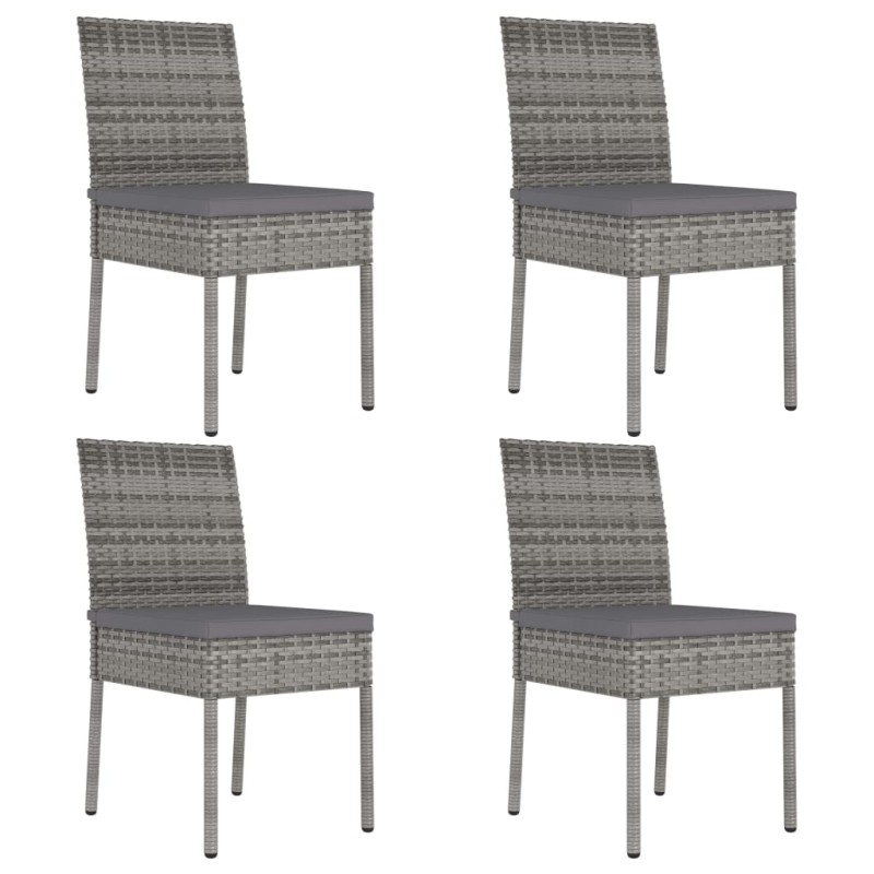 vidaXL Sillas de comedor de jardín 4 unidades ratán sintético gris
