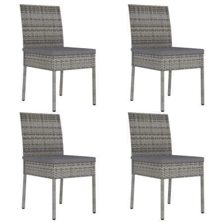 vidaXL Sillas de comedor de jardín 4 unidades ratán sintético gris