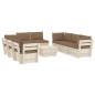 vidaXL Muebles de jardín de palets 9 piezas y cojines madera de abeto vidaXL Muebles de jardín de palets 9 piezas y cojines madera de abeto