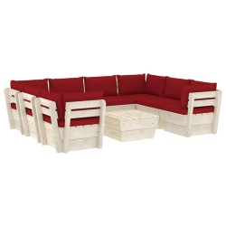 vidaXL Muebles de jardín de palets 9 piezas y cojines madera de abeto 