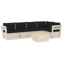 vidaXL Muebles de jardín de palets 6 piezas y cojines madera de abeto 