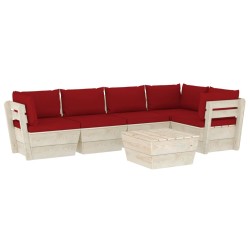 vidaXL Muebles de jardín de palets 6 piezas y cojines madera de abeto 