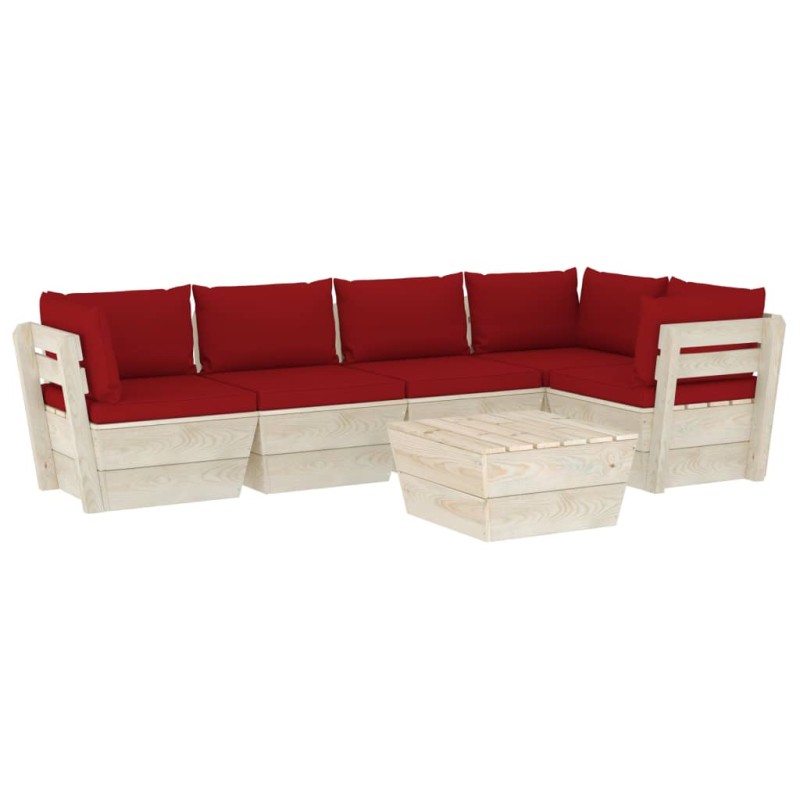 vidaXL Muebles de jardín de palets 6 piezas y cojines madera de abeto vidaXL Muebles de jardín de palets 6 piezas y cojines madera de abeto