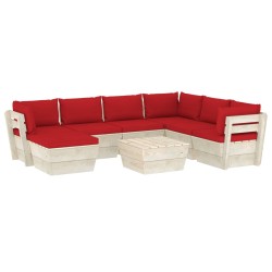 vidaXL Muebles de jardín de palets 8 piezas y cojines madera de abeto  