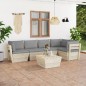 vidaXL Muebles de jardín de palets 6 piezas y cojines madera de abeto 