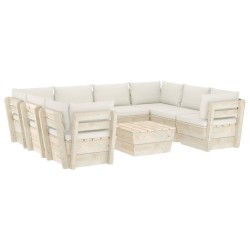 vidaXL Muebles de jardín de palets 9 piezas y cojines madera de abeto 