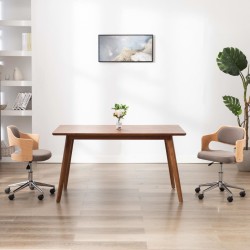vidaXL Silla de oficina giratoria de madera curvada y tela gris taupe
