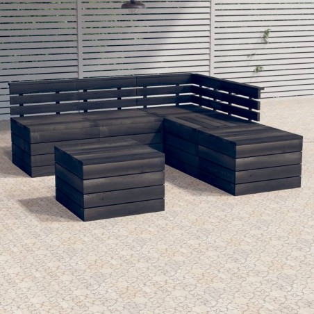 vidaXL Muebles palets de jardín 6 pzas madera maciza pino gris oscuro