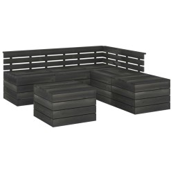 vidaXL Muebles palets de jardín 6 pzas madera maciza pino gris oscuro